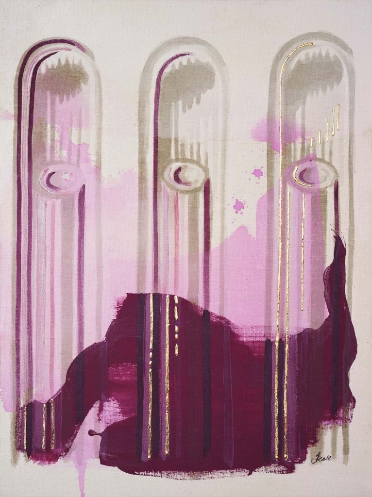 Reflection - classical architectural painting in magenta and cream by Teale Hatheway